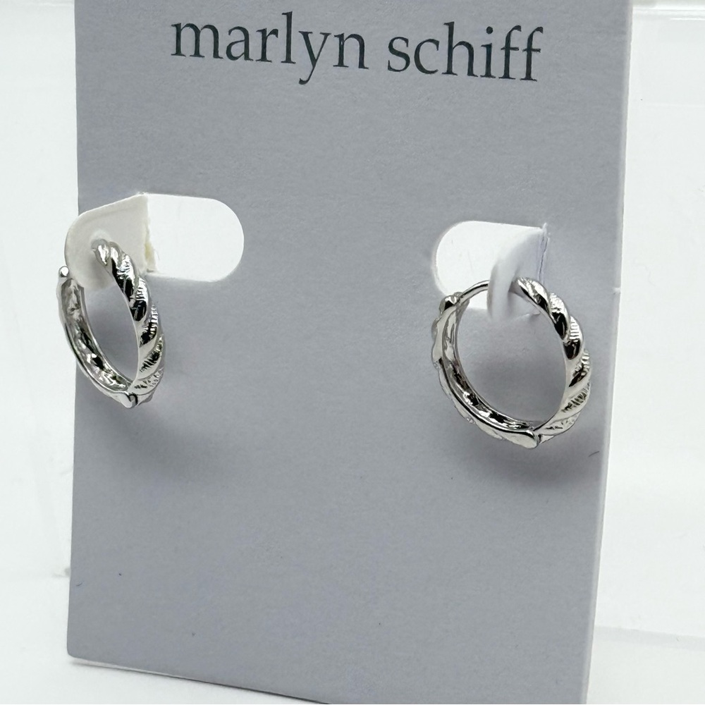 Marlyn Schiff Twisted Silver Hoop Earrings
